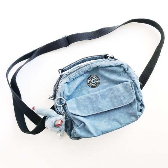 Kipling Handbags - Kipling Blue Crossbody Bag With Monkey Keychain